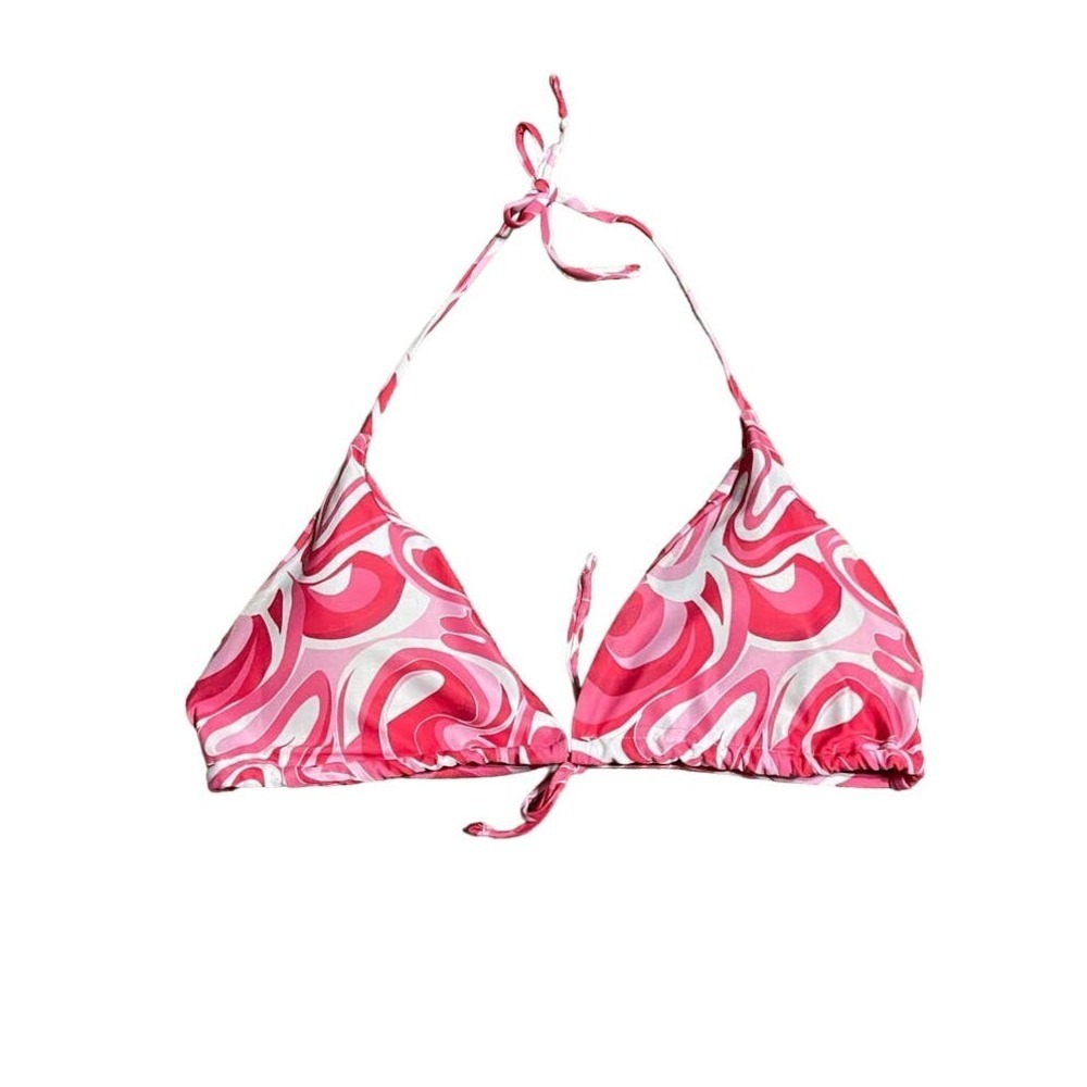 Pink Marble Triangle String Bikini Top